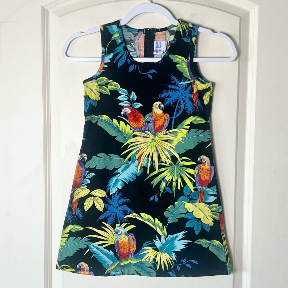 Vintage Kole Kole Tropical Parrot Hawaiian girls dress size 7